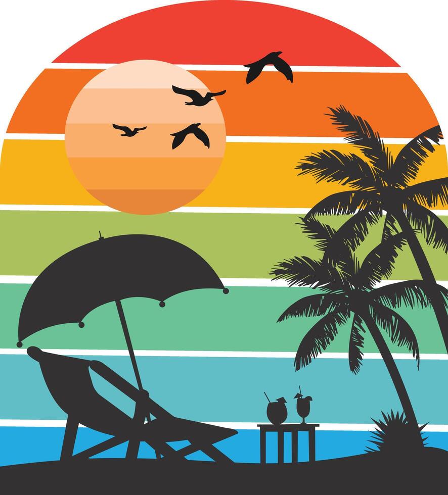 Beach T-Shirt Design Retro vector