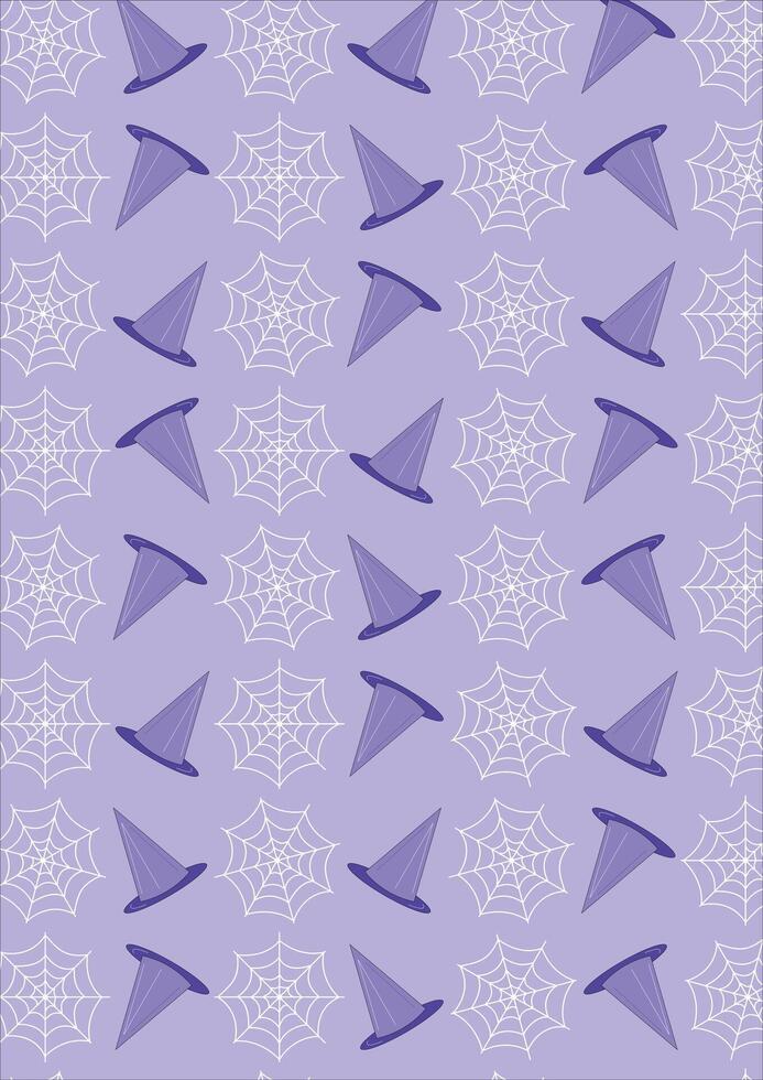 Witch Hat And Spider Web Pattern Background vector