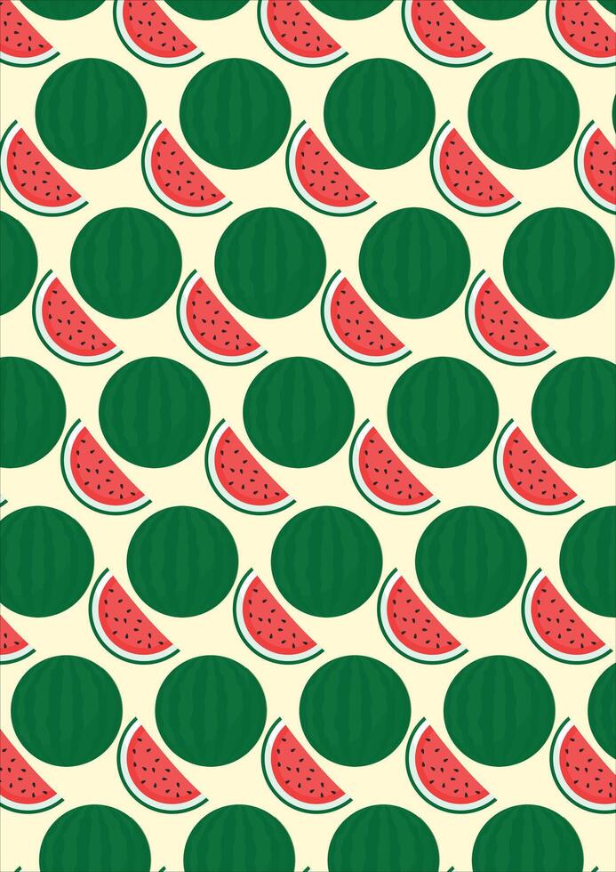 Whole And Half Watermelon Seamless Background Pattern vector