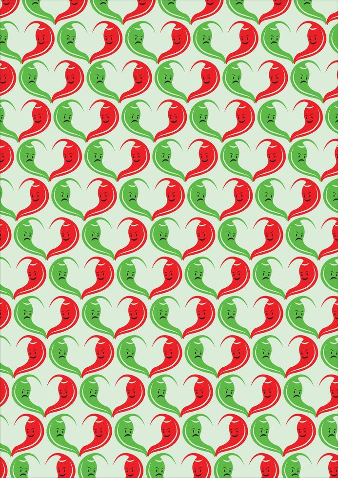 Sad And Happy Chili Wrapping Page Pattern Background vector