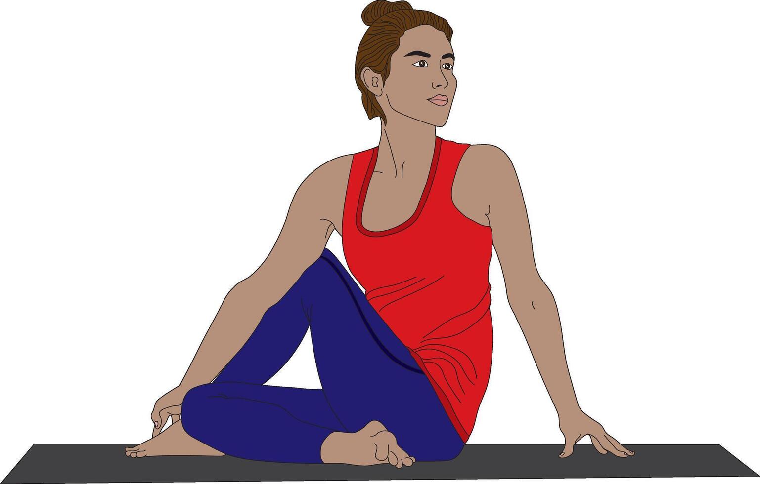 Bharadvaja's Twist or Bharadvajasana Yoga Pose Illustration vector