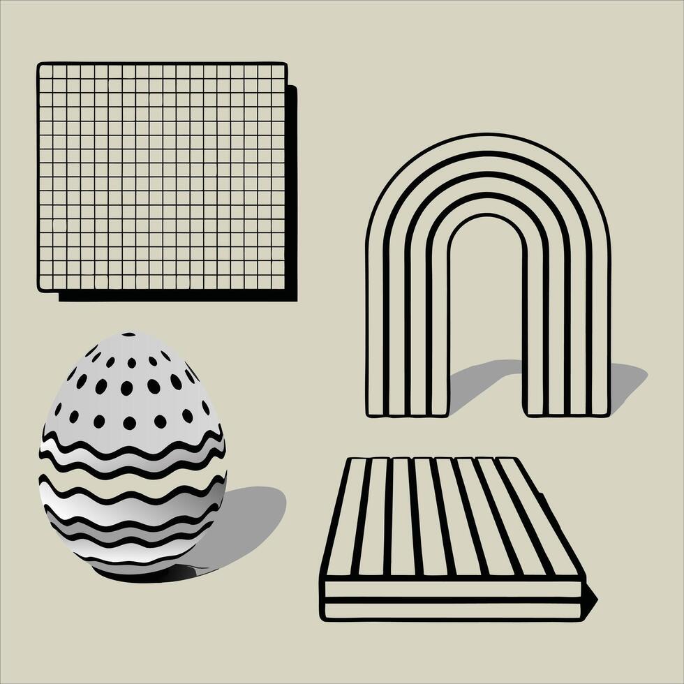 3D Render Decorative Textured Eggs with Patterns vector