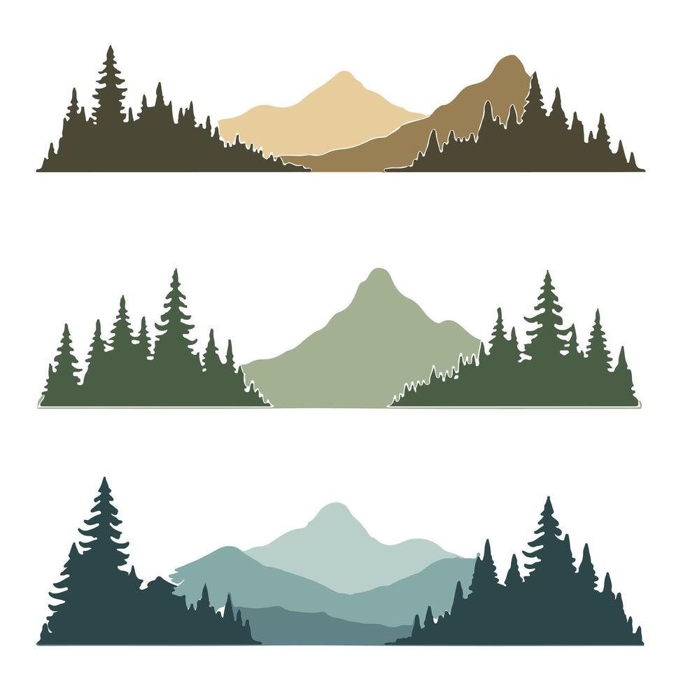 Different Mountain Hill Silhouettes for a Scenic Design vector