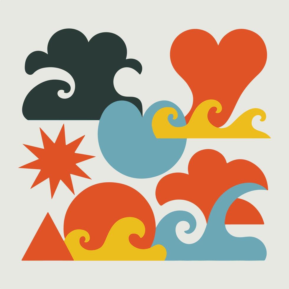 Unique Abstract Clouds and Waves Silhouette on a White Background vector