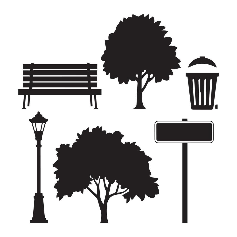 Park Icons Silhouette on a White Background vector