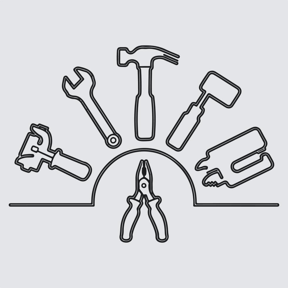 Collection of Industrial Tool Silhouettes for a Clean Design vector