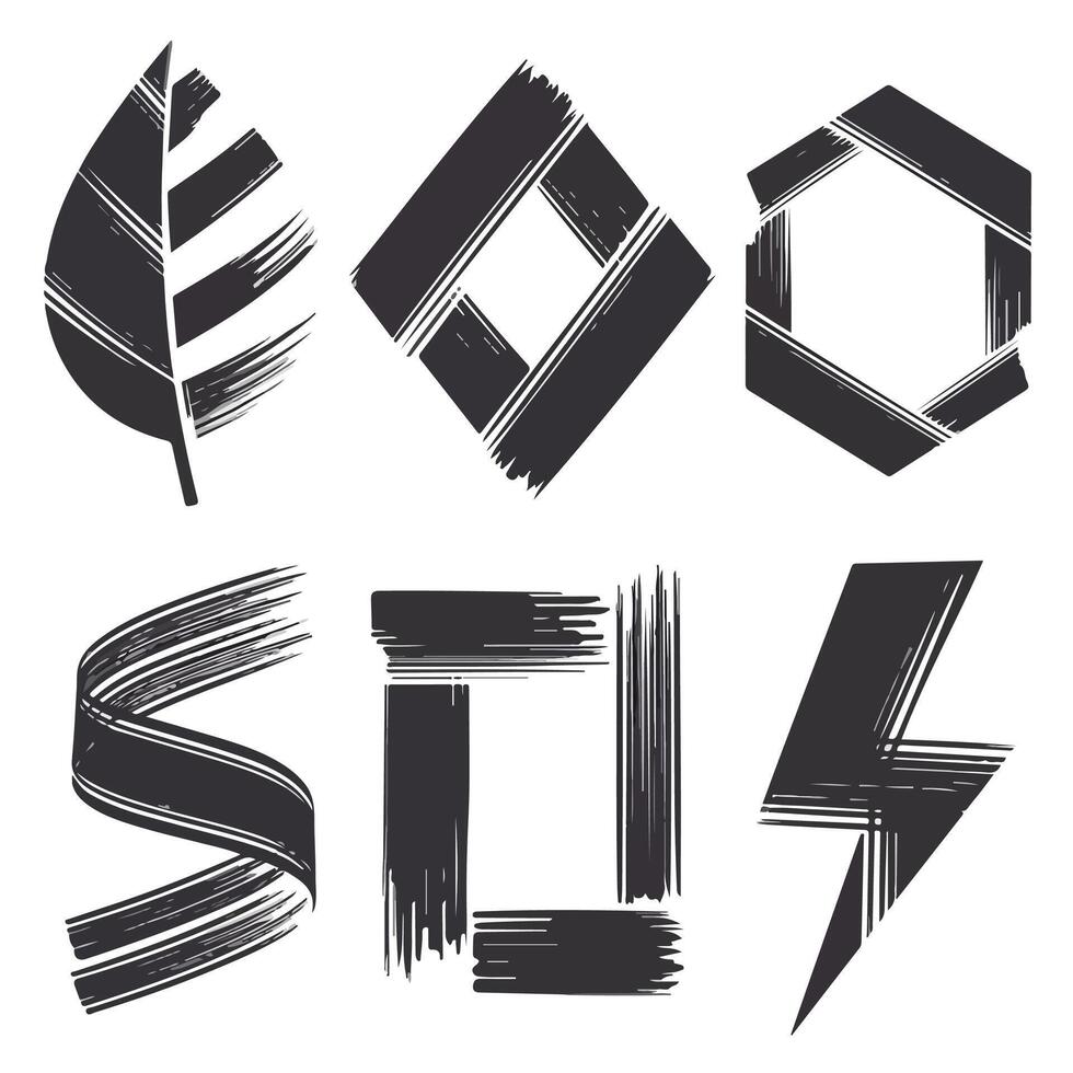 Unique Style Soft Brushstroke Patterns Silhouette on a White Background vector