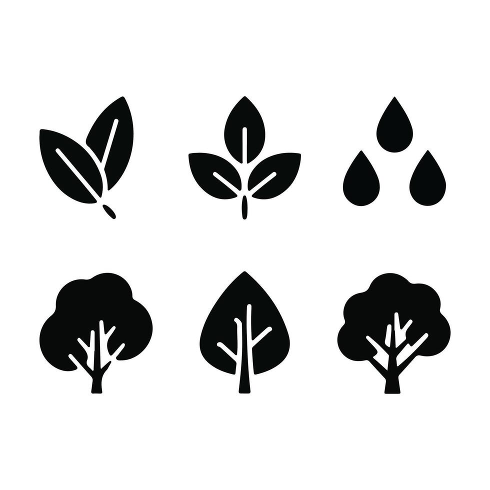 Minimalist Tree and Leaf Silhouettes in a Clean Design vector