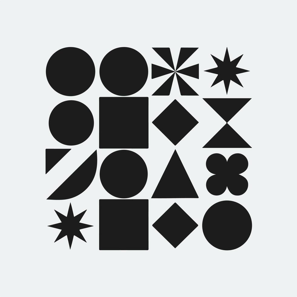 Different type Geometric Shapes Silhouette on a White Background vector