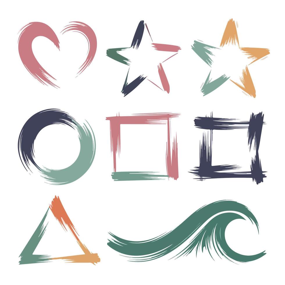 various Type Soft Brushstroke Patterns Silhouette on a White Background vector