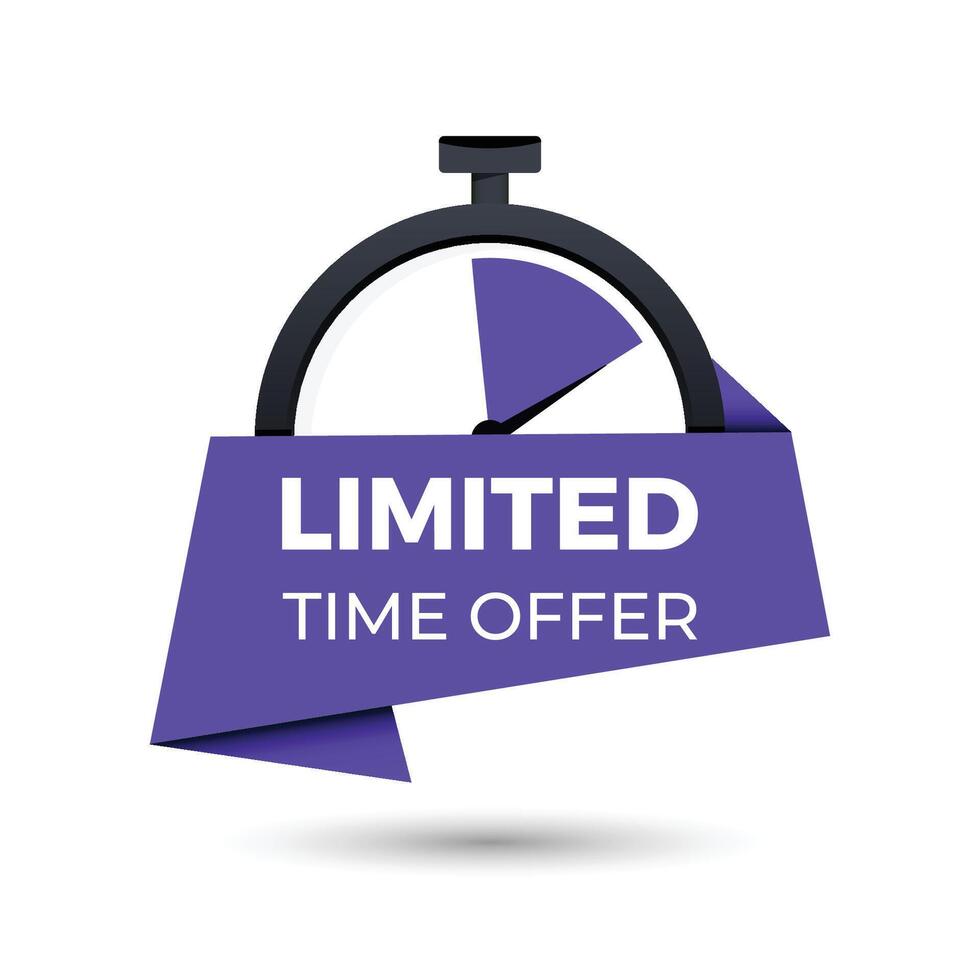 limited time offer sale with banner label and clock icon vector
