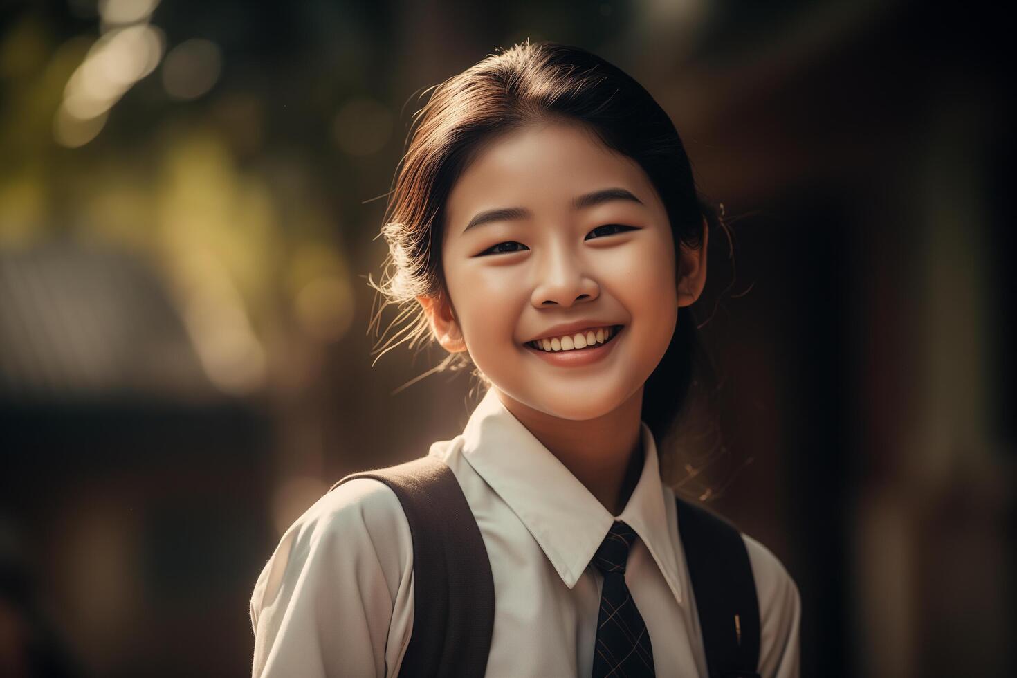Portrait Of Asian Schoolgirl With Happy Face photo