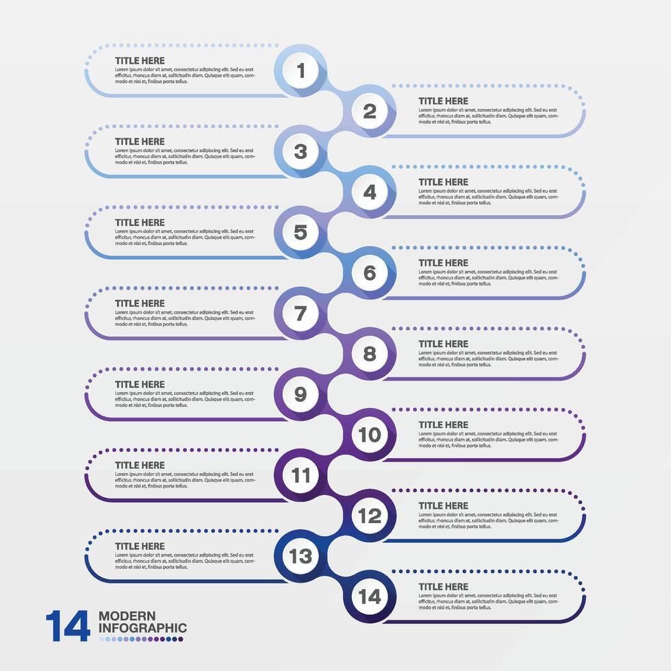 Infographic 14 step and number, business concept. vector