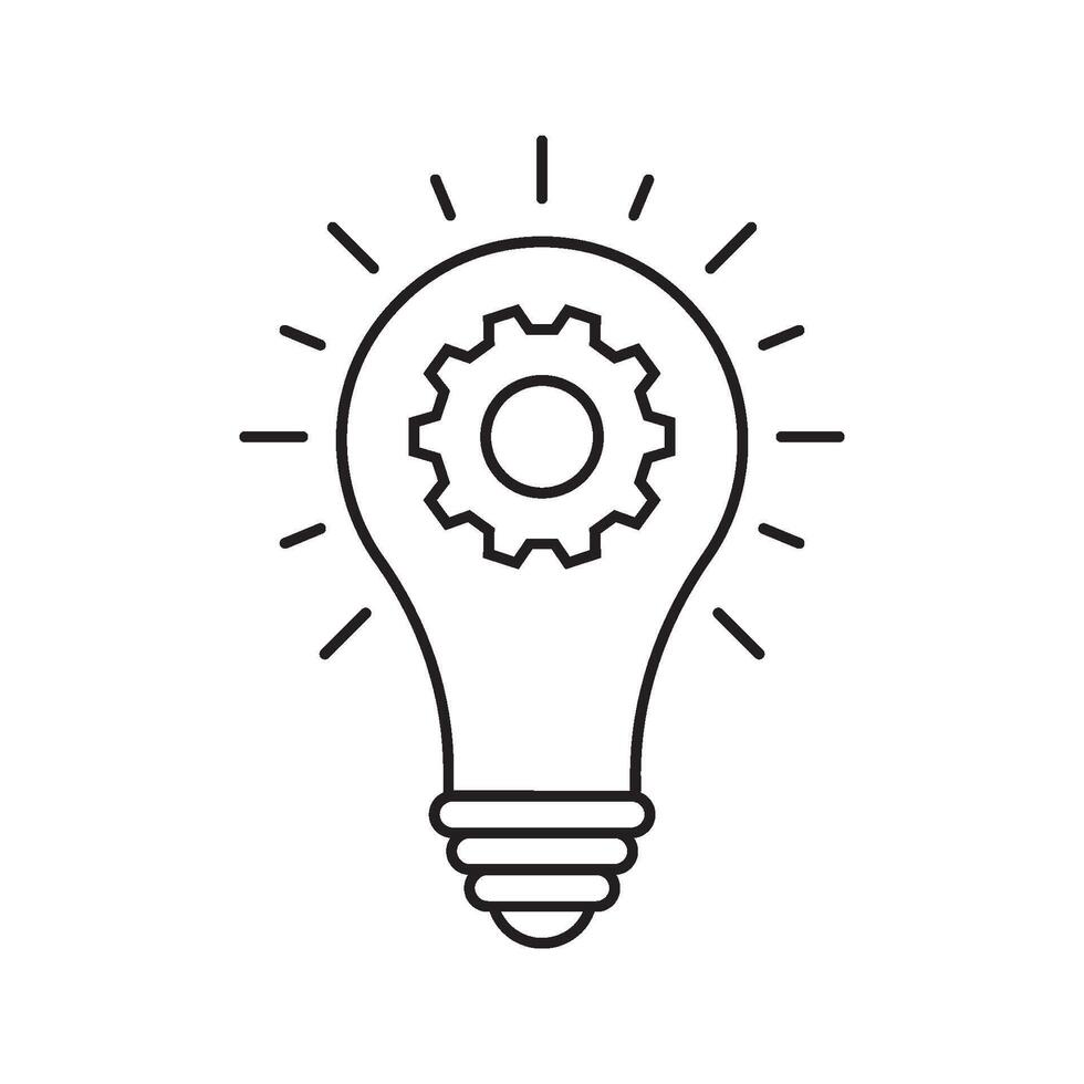 Creativity, idea, bulb icon. Lamp symbol with gear vector