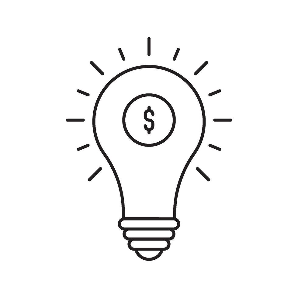 thin line lightbulb with dollar icon like start up. linear trend modern wealth logotype graphic stroke web design isolated on white. concept of simple smart strategy or economy growth pictogram vector