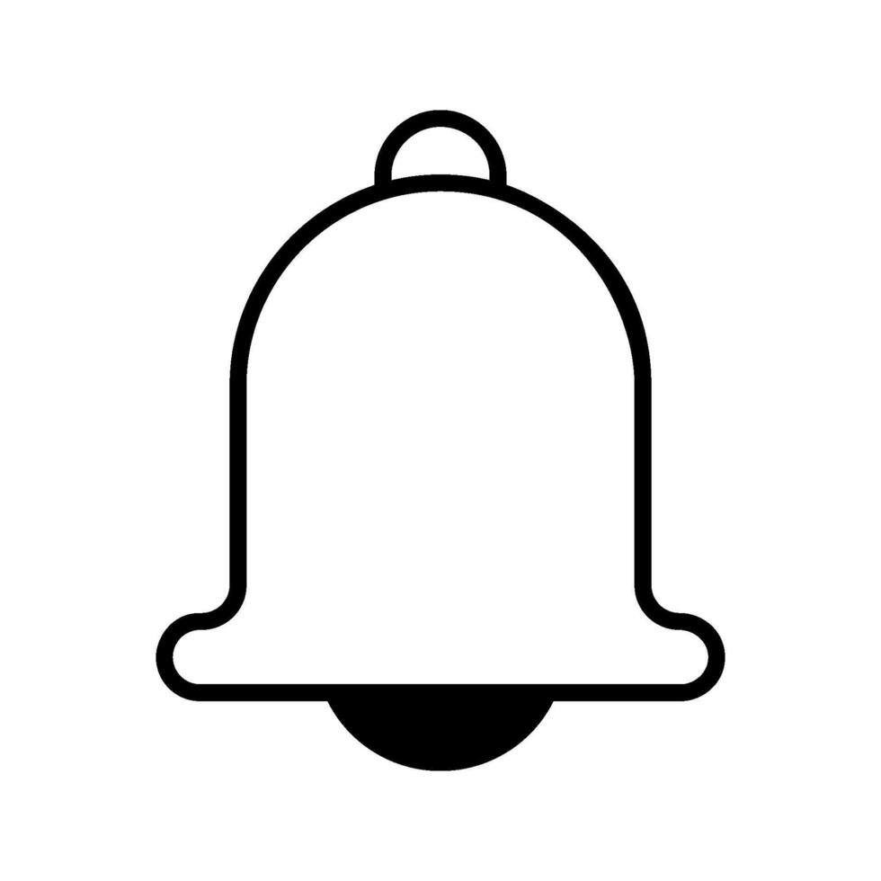 Bell icon . Notification and alarm symbol. Flat shape application interface sign button. Decoration logo. Black silhouette isolated on white background. vector