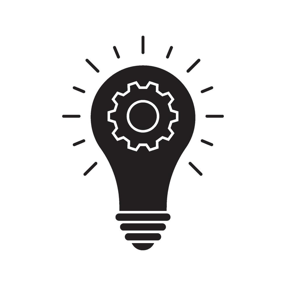 Creativity, idea, bulb icon . Lamp symbol with gear vector