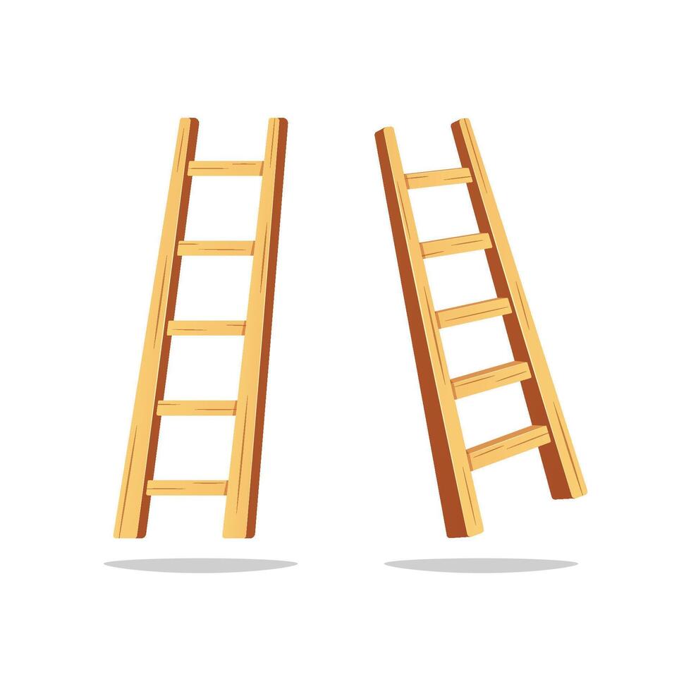Single wooden ladder isolated on white background. vector