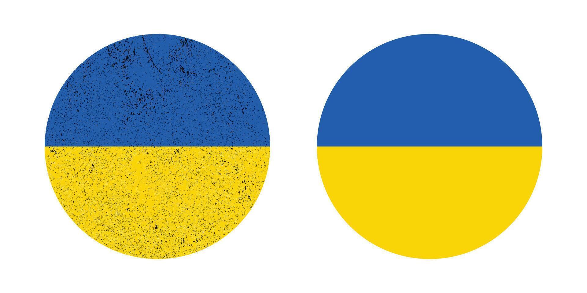 Distressed Circular Flag of Ukraine. Ukraine Flag Icons. vector