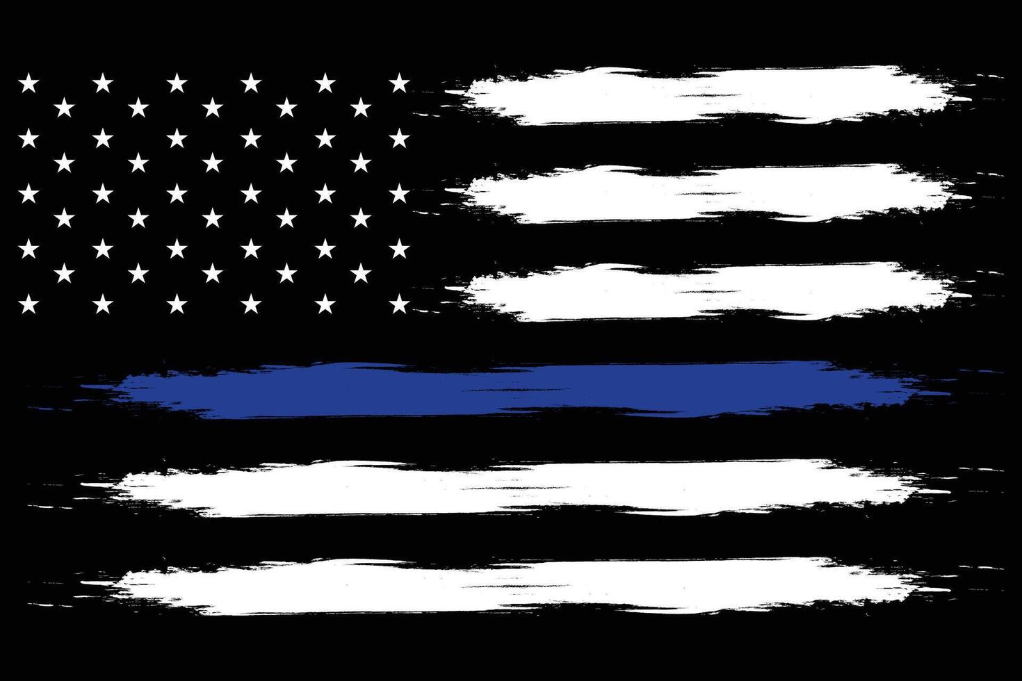 A stylized American flag design with a prominent, textured blue line representing police support. vector