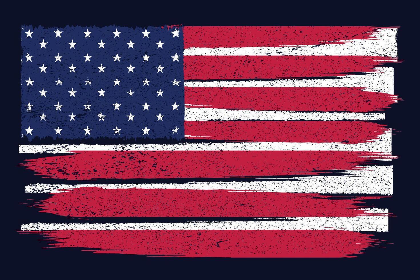 Grunge American Flag Design for Patriotic Graphics. Distressed American Flag. vector
