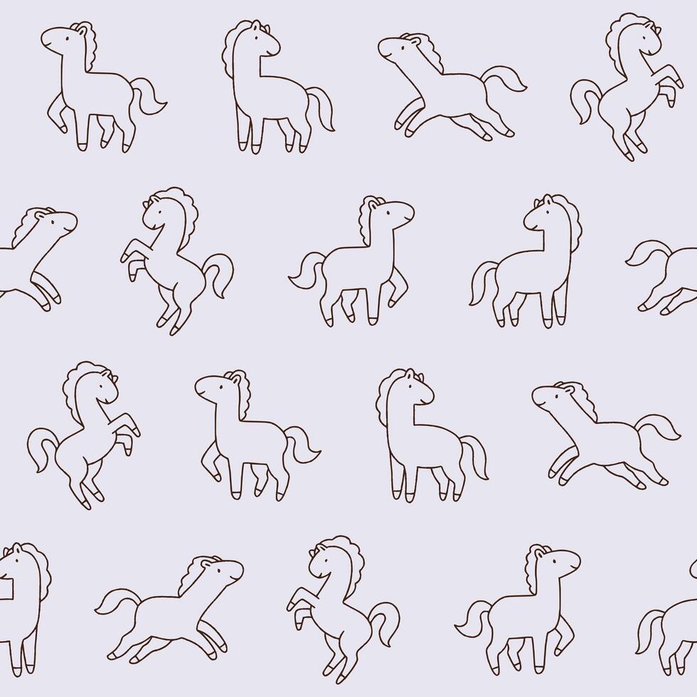 Outline Horse Pattern Illustration Seamless for Wallpaper Background Cover Packaging vector