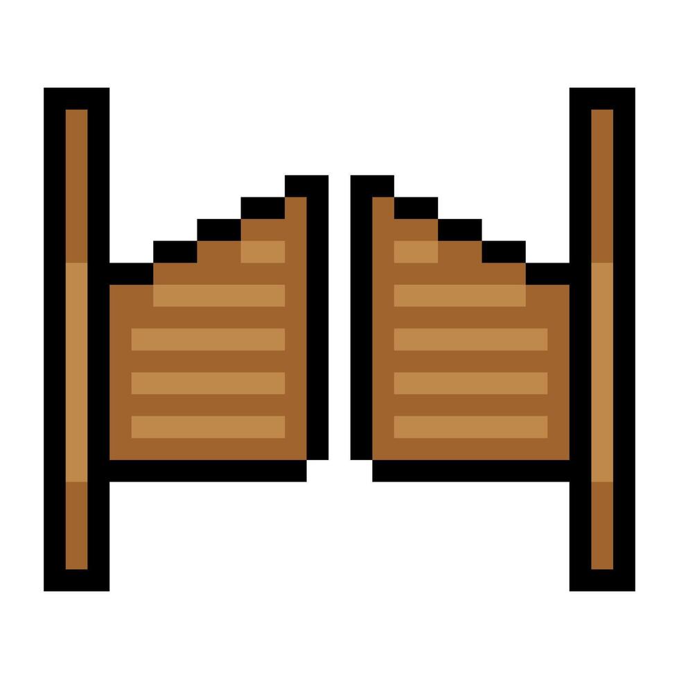Old western saloon swinging doors in pixel art vector