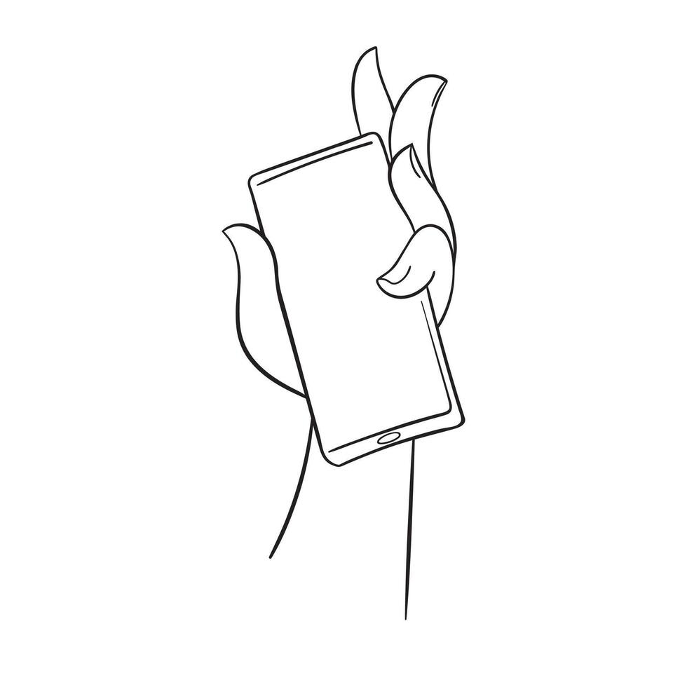 Hand holding a smartphone illustration vector