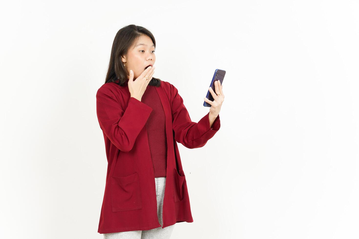 Asian woman taking selfie with her phone photo