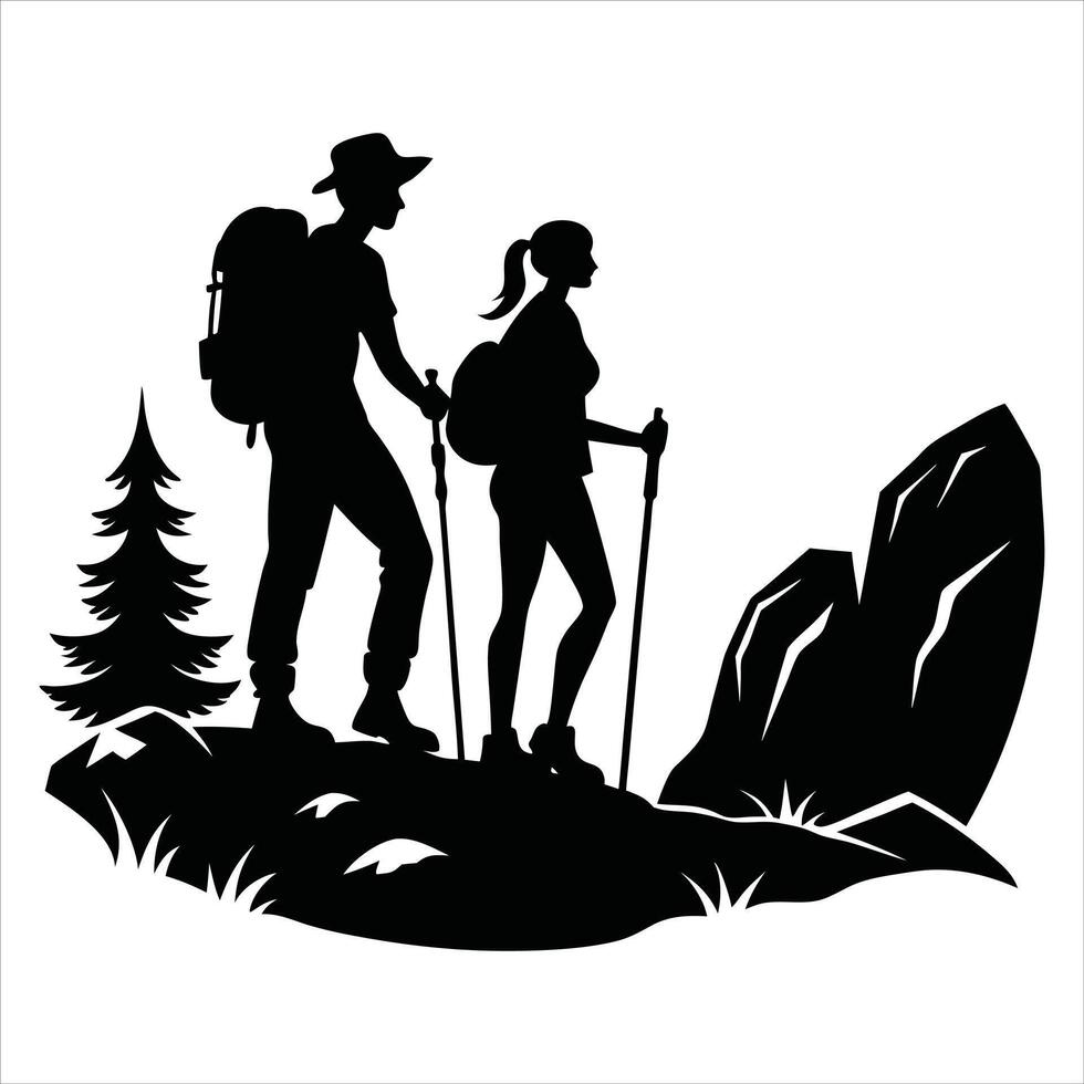 Mountain Adventure Hiking Outdoor Illustration for Design vector