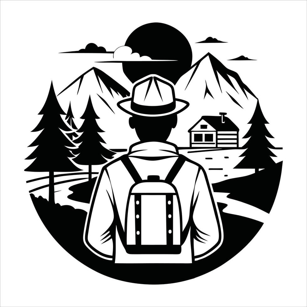 Scenic Hiking Outdoor Design for Adventure Print vector