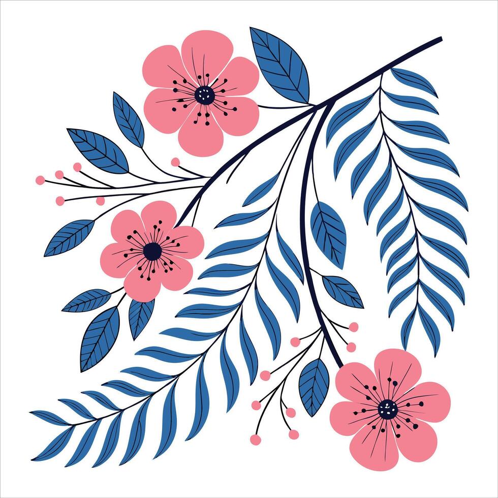 Abstract Boho Flower Art for Unique Floral Wallpaper vector