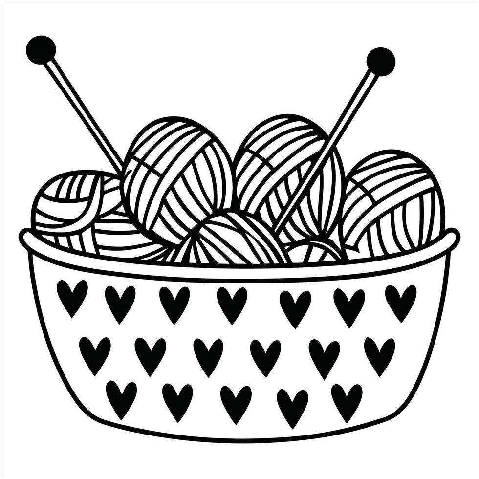 Handmade Knitting Heart with Yarn Artwork vector
