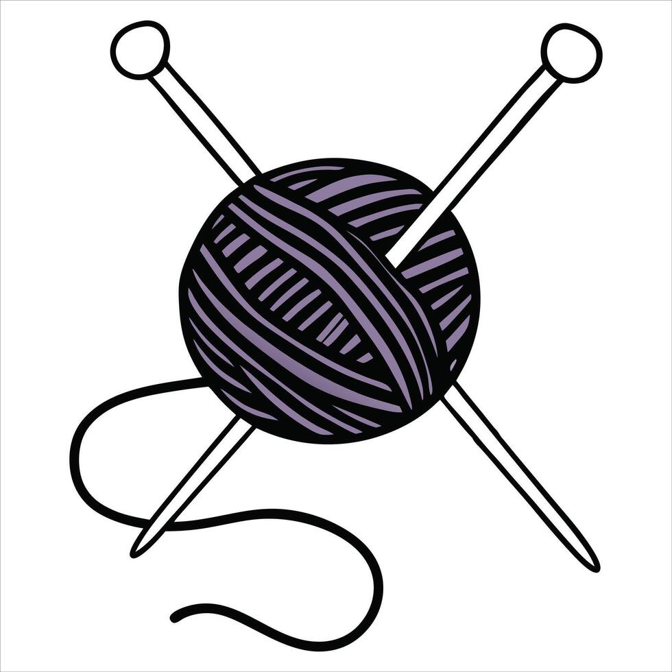 Knitting Illustration with Yarn Clipart for Art Prints vector