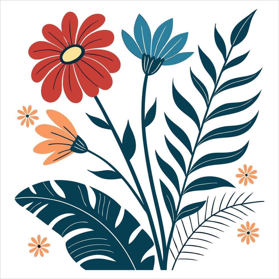 Abstract Retro Boho Floral Design for Artistic Creations vector
