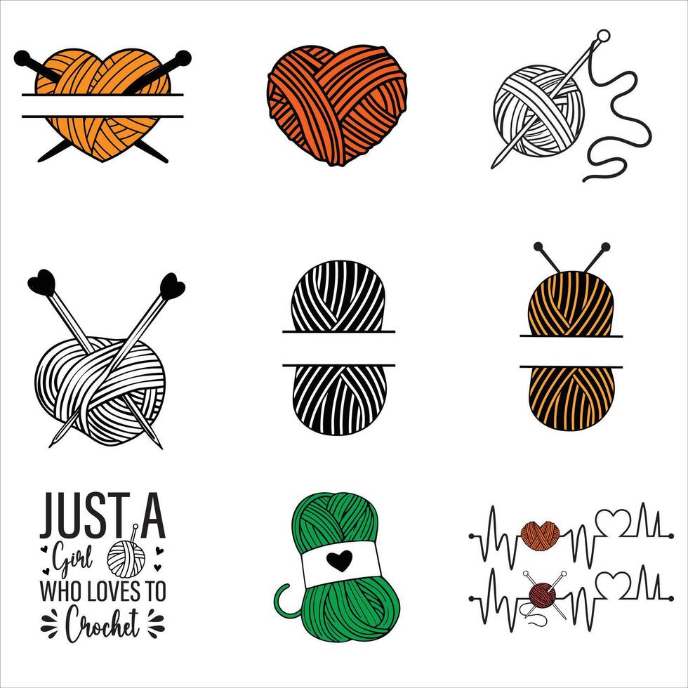 Collection of Unique Yarn Monogram Design for Knitters vector