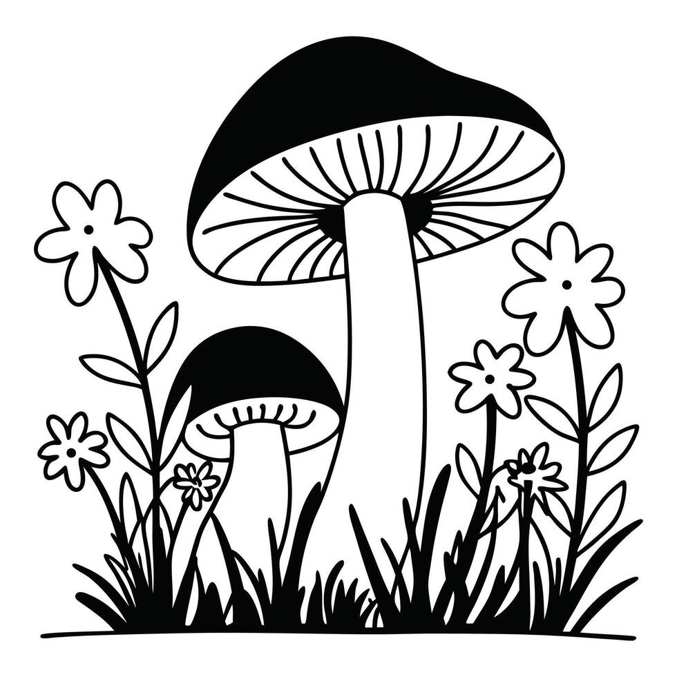 Playful Mushroom with Floral Design for Graphic Designers vector