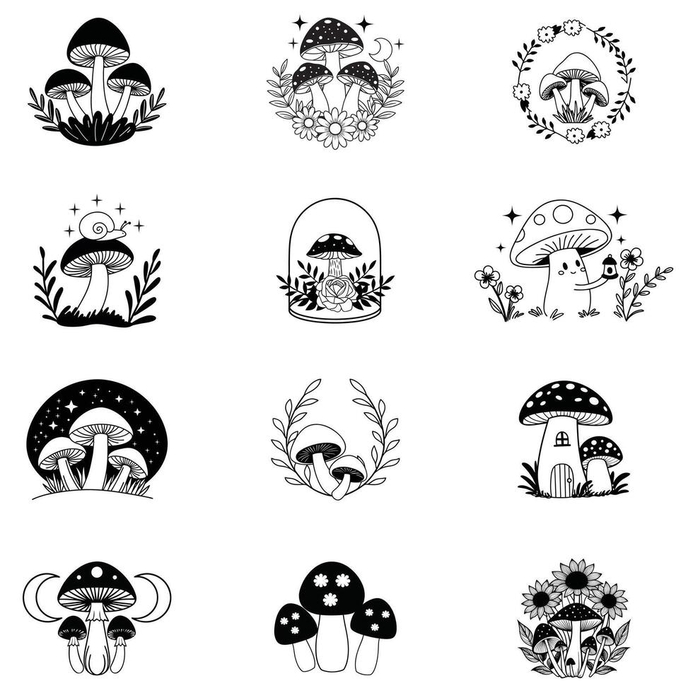 Mushroom Fungi Sublimation Illustration for Unique Design Bundle vector