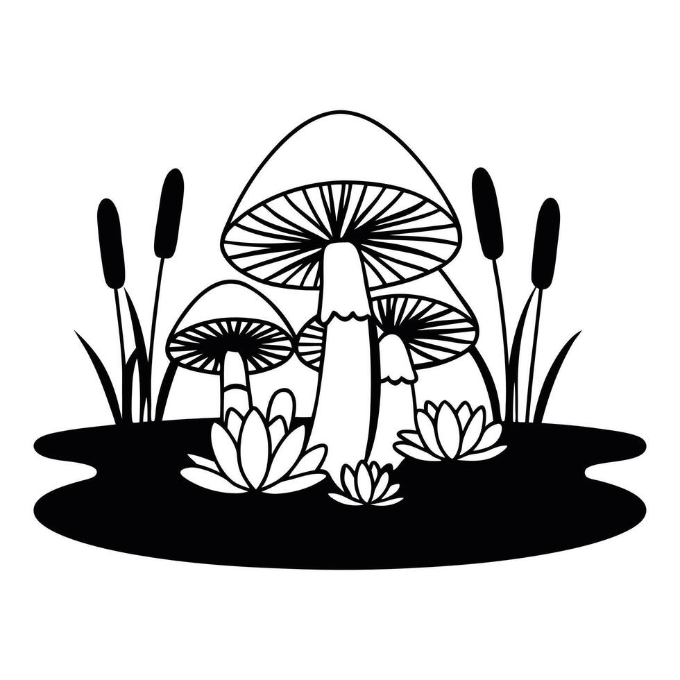 Lovely Mushroom with Floral Illustration for Eco-Art Projects vector