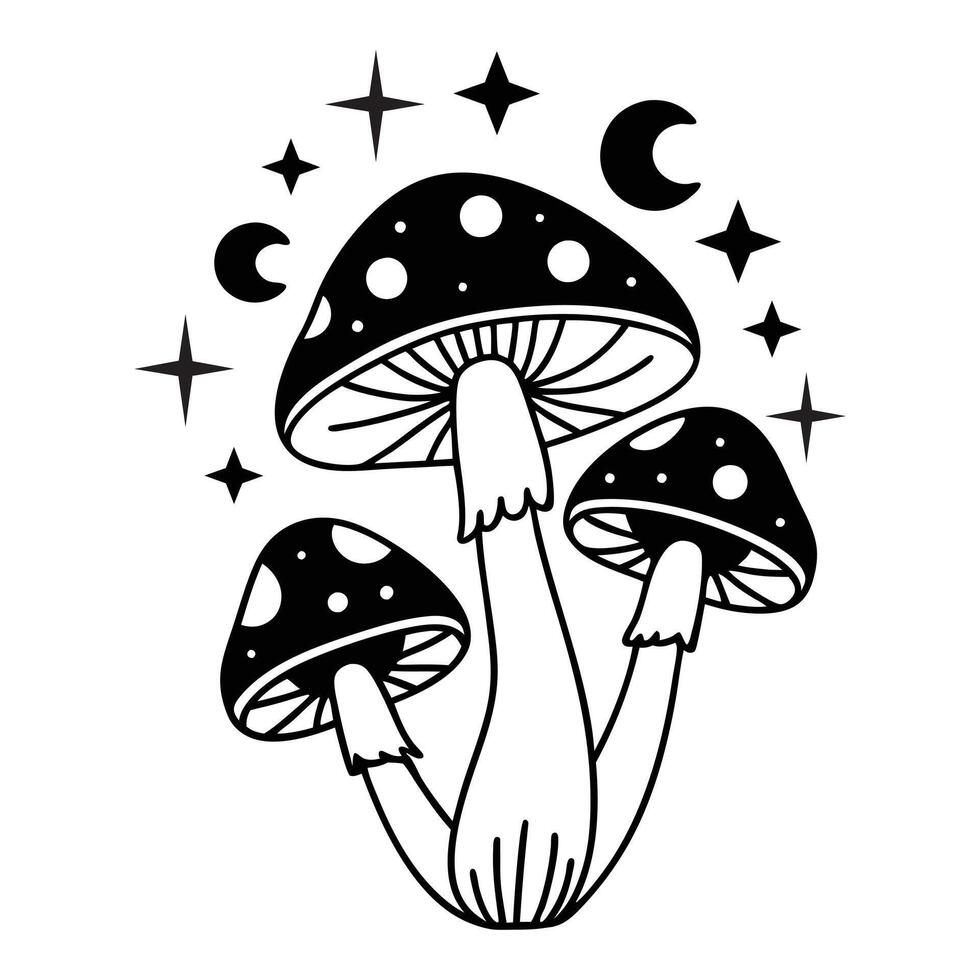 Intricate Magic Mushroom Fungi Artwork for Nature-Inspired Food vector