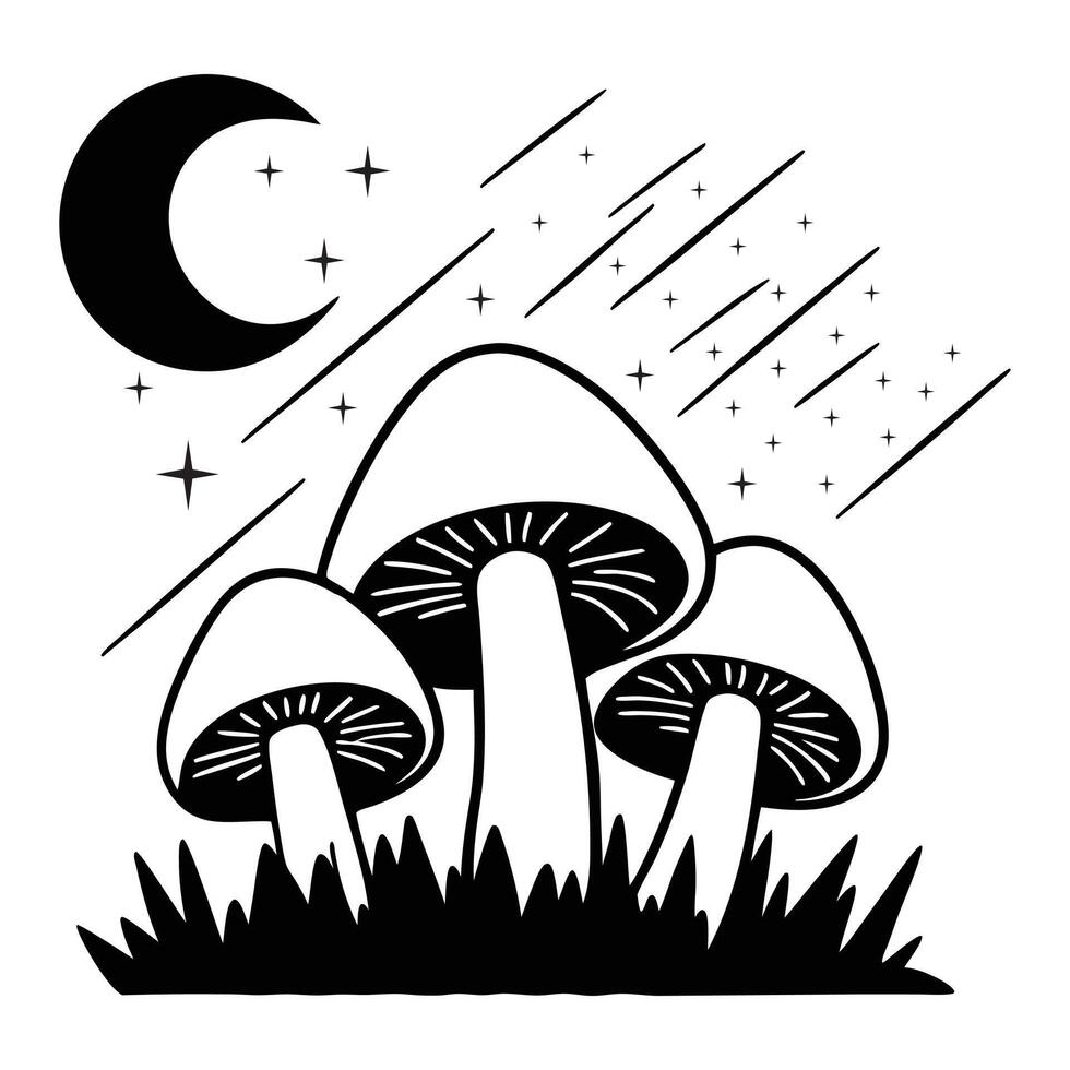 Stylish Magic Mushroom Fungi Design for Unique Food Illustration vector