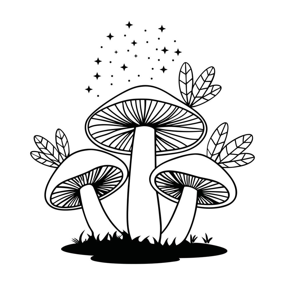 Detailed Magic Mushroom Fungi ClipArt for Artistic Food Design vector