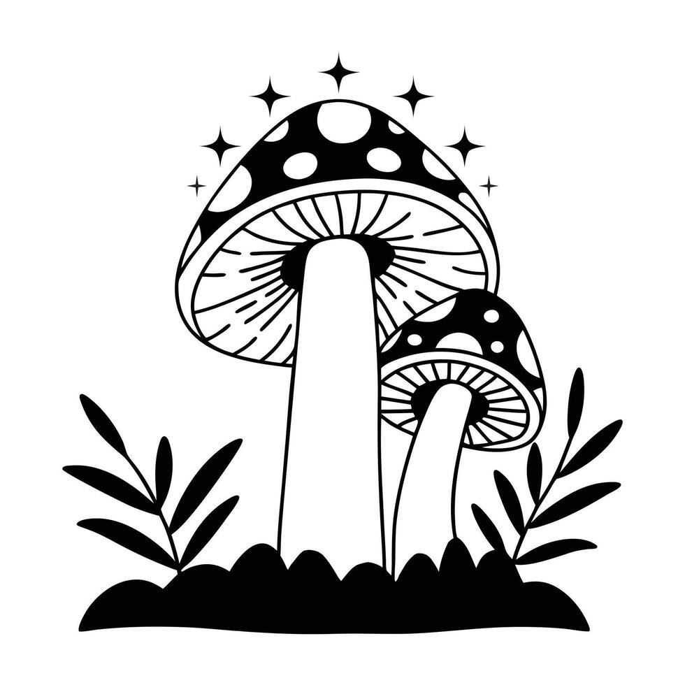 Whimsical Magic Mushroom Fungi Illustration for Nature-Inspired Art vector