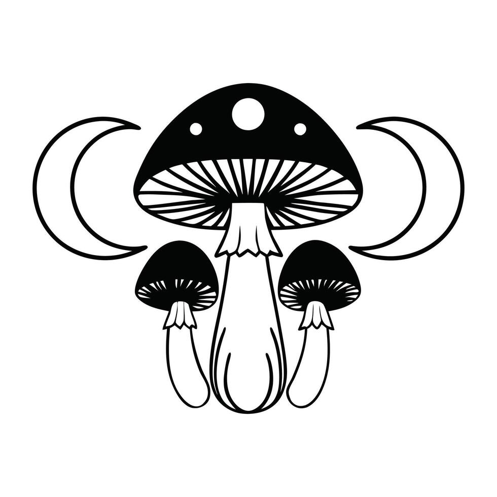 Mystical Magic Mushroom Fungi Artwork for Fungal Food Themes vector