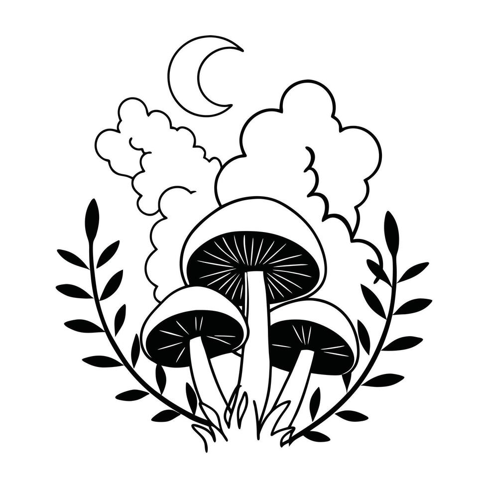Beautiful Magic Mushroom Fungi Illustration for Eco-Friendly Designs vector