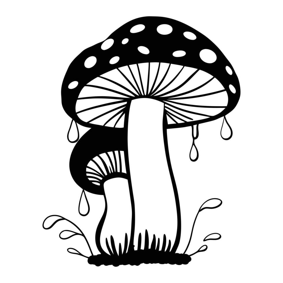 Colorful Magic Mushroom Fungi Illustration for Culinary Art vector