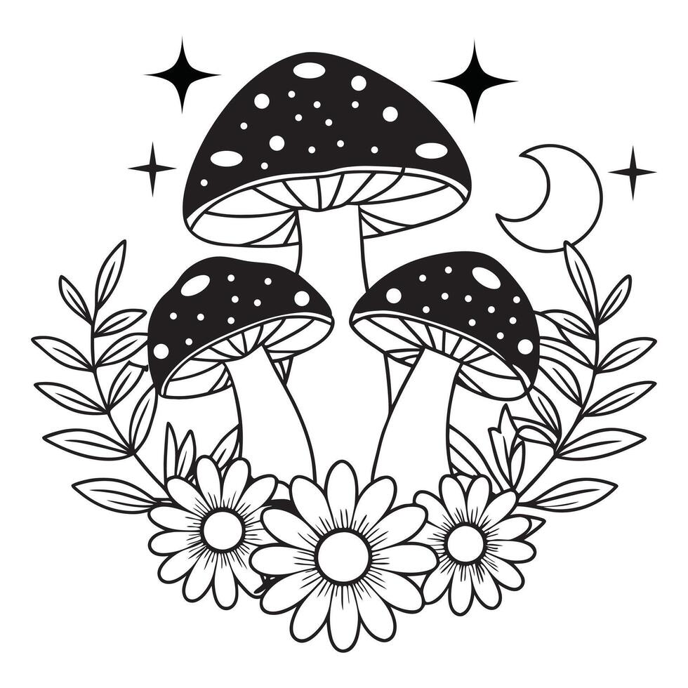Beautiful Mushroom with Floral Illustration for Nature Inspired Designs vector