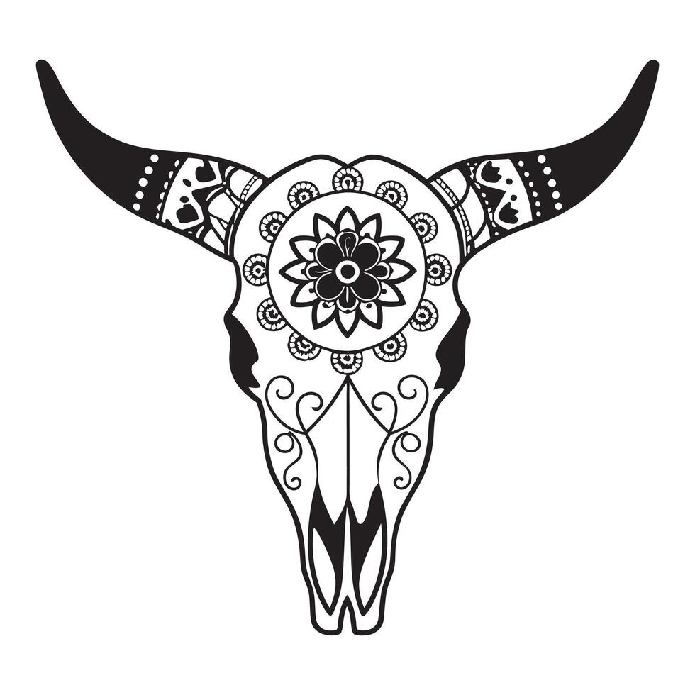 Desert Longhorn Skull Design for Western and Rustic Art vector