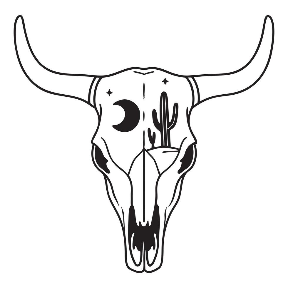 Unique Cow Skull Desert Scene Design for Rustic and Nature Art vector