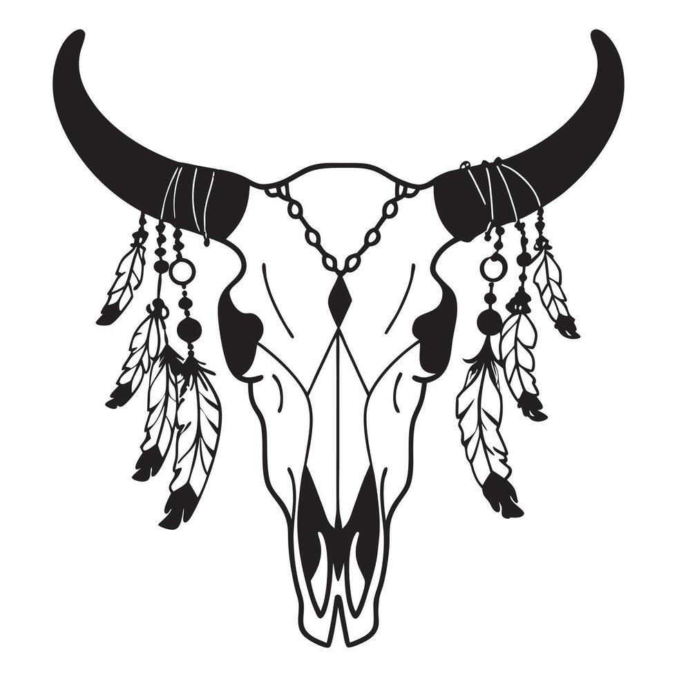 Artistic Cow Skull Desert Scenery Design for Bold Artwork vector